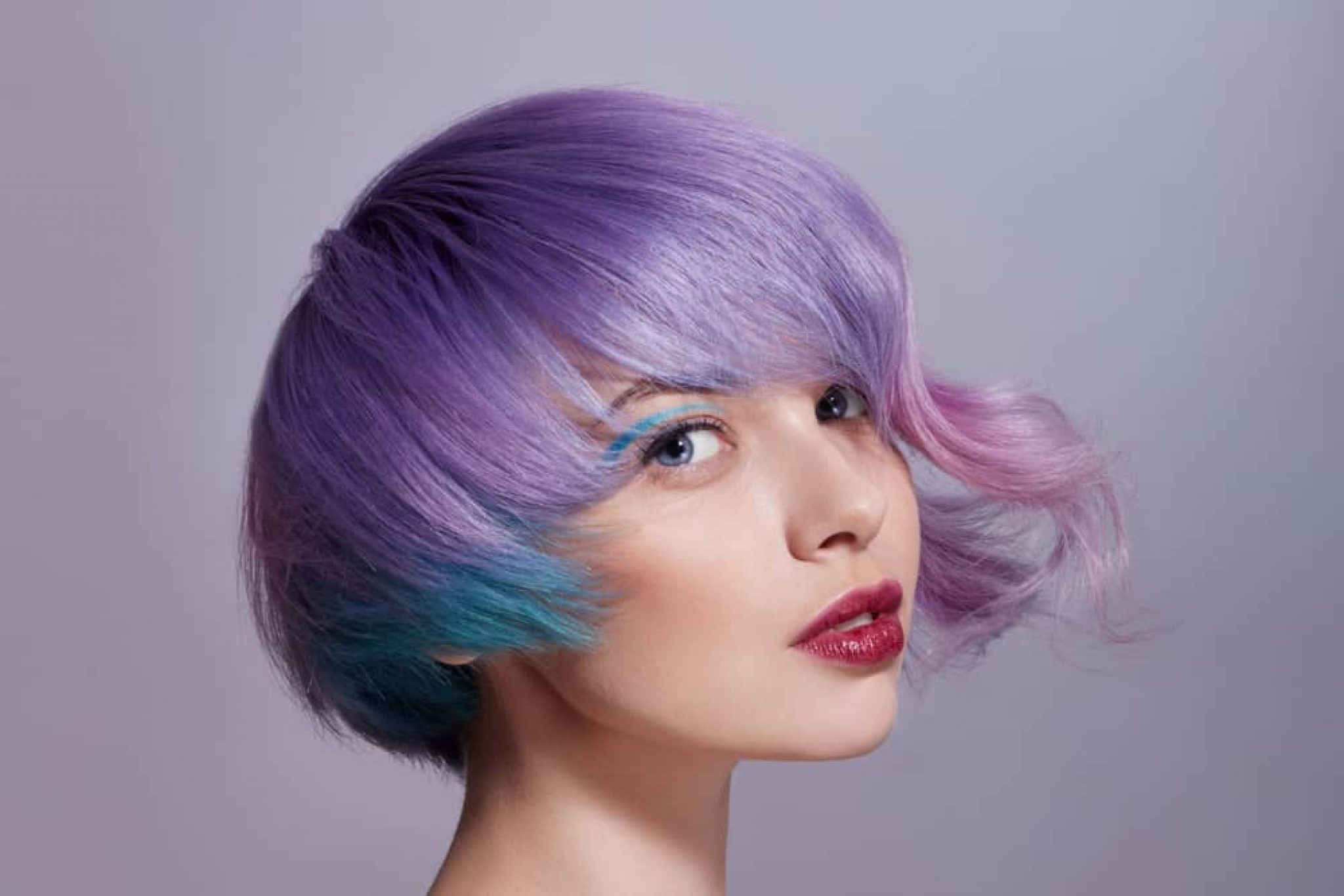 blue steel over purple hair